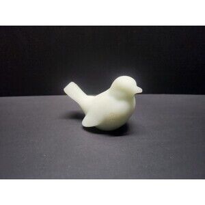 Vintage Fenton Art Glass White Opal Satin Song Bird Figurine 4" Original Tag